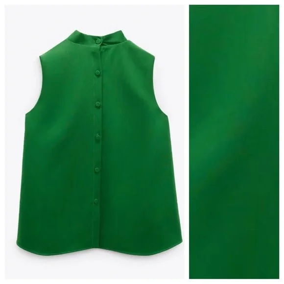 Zara Green Blouse with Elegant Design - Picture 6 of 10